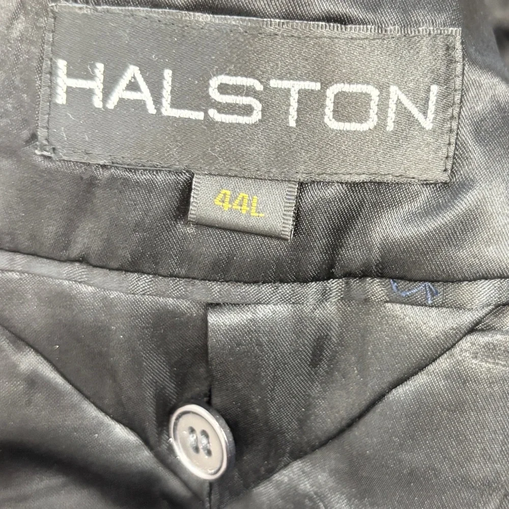 VTG Halston Mens Coat Wool Cashmere Gray Single Breasted Suit Overcoat Size 44L